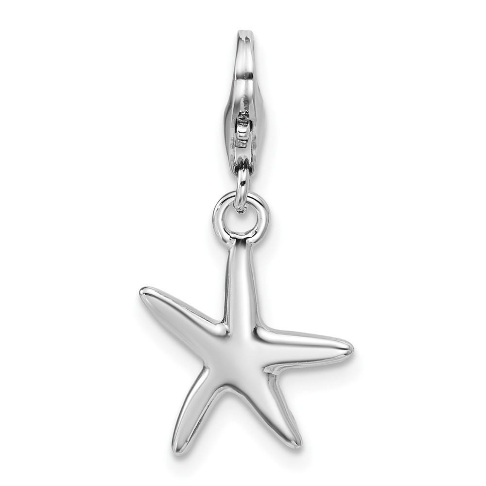 925 Sterling Silver Rhodium-plated Polished Starfish Necklace Charm Pendant